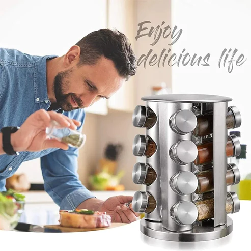 Revolving Stainless Steel Spice Rack