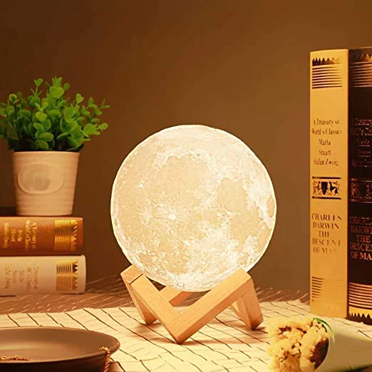 3D Moon Lamp Light For Bedroom With Beautiful Plastic Stand