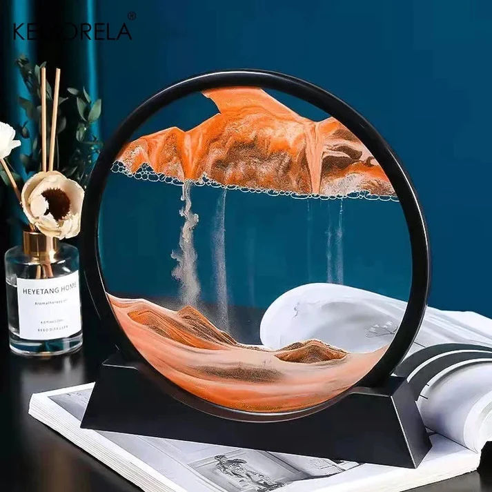 Buy moving sand art picture sandscapes in motion round glass 3d dynamic  deep sea sand art round glass sand art kit for adult kid large desktop art  toys (10.5 inch) at best