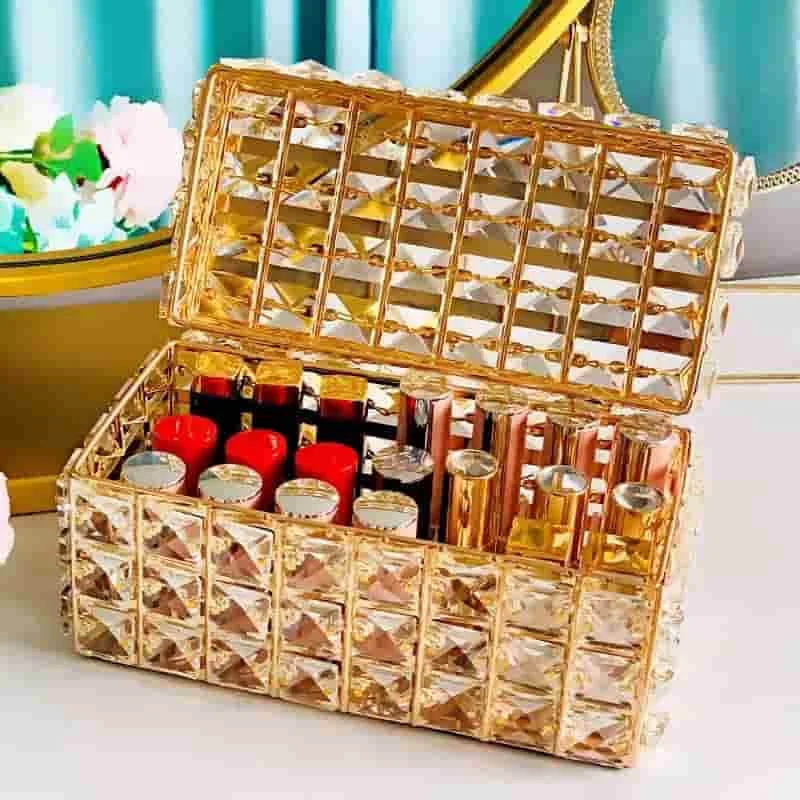 Large Crystal Beads Jewellery Makeup Storage Box Organizer
