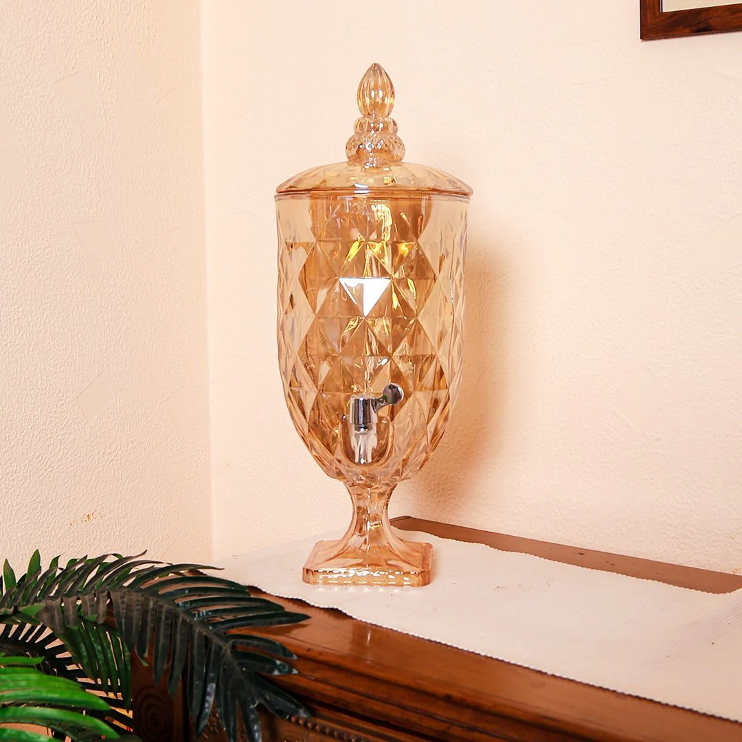 Gold Glass Dispenser For Juice And Water - 3 liters