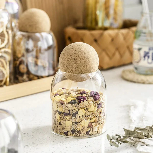 Glass storage Jar with wooden lid