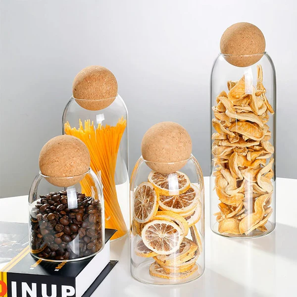 Glass storage Jar with wooden lid