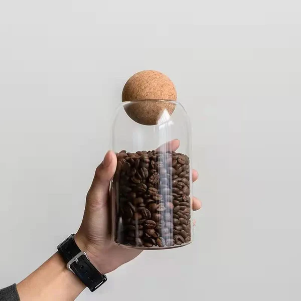 Glass storage Jar with wooden lid