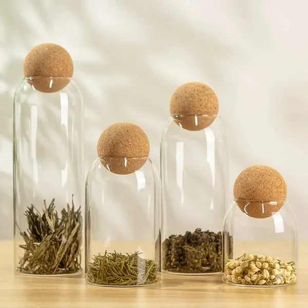 Glass storage Jar with wooden lid