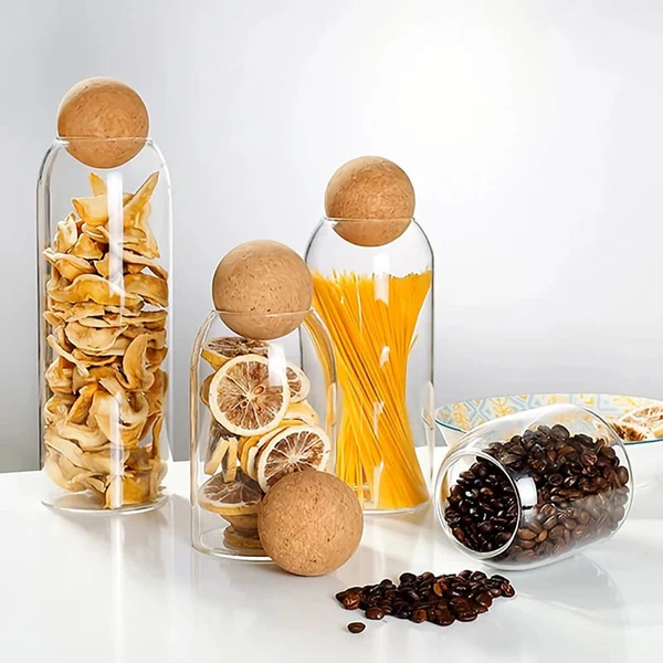 Glass storage Jar with wooden lid