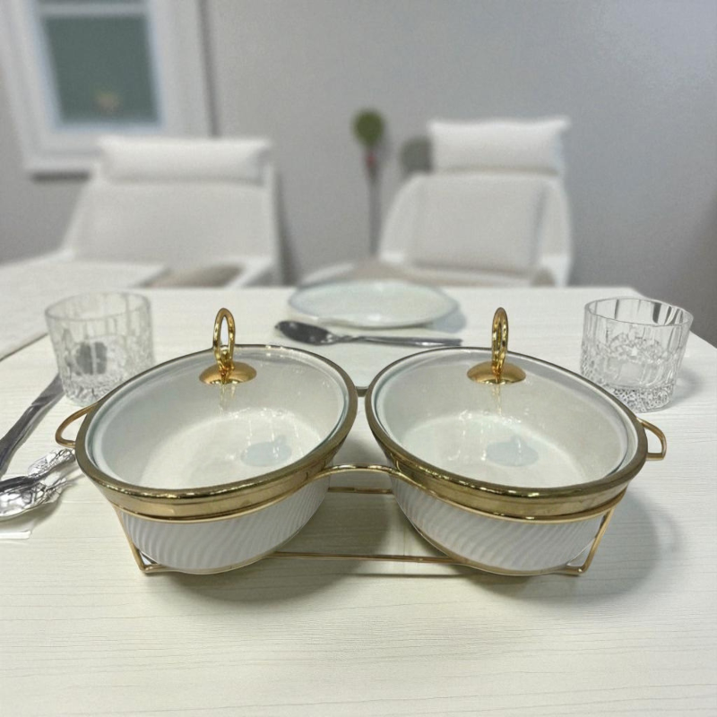 White Oval Twin Chafing Dishes (12