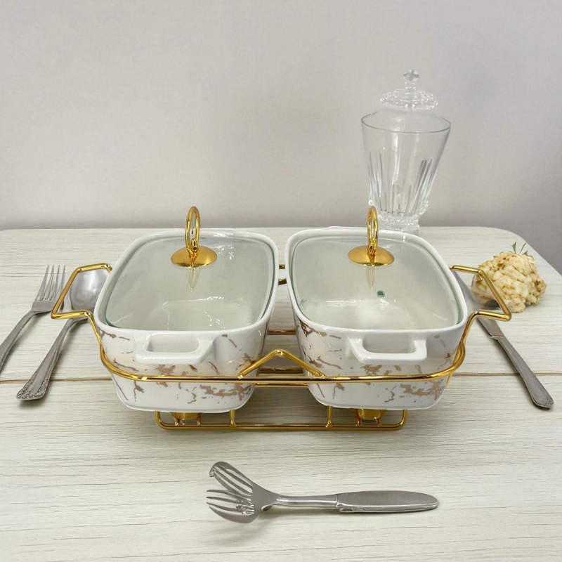 Elegant Twin Rectangular Chafing Dishes (11.5