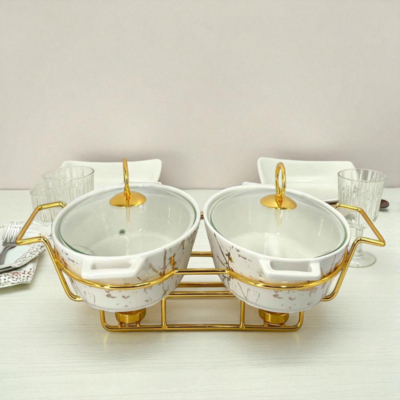 Elegant Twin Oval Chafing Dishes (11