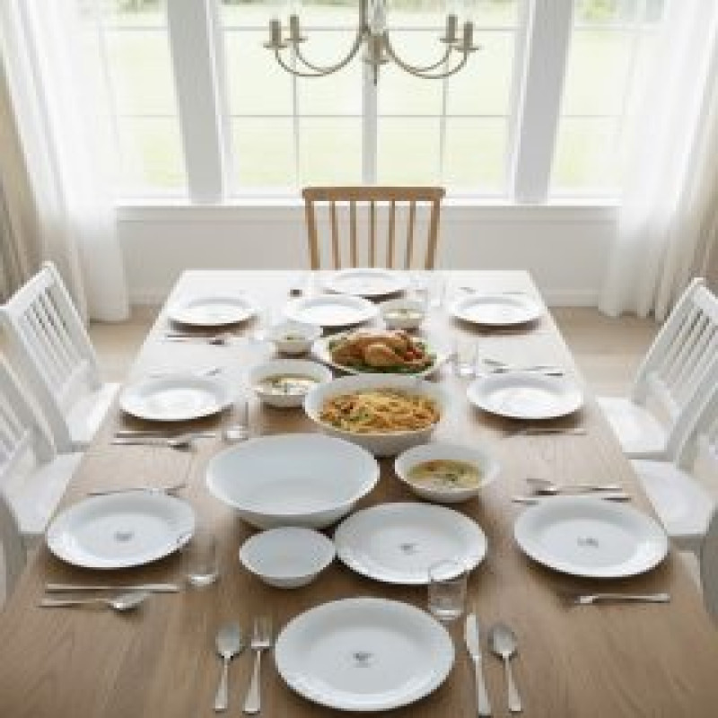 26-Piece Premium White Opalware Dinnerware Set – Elegant Collection