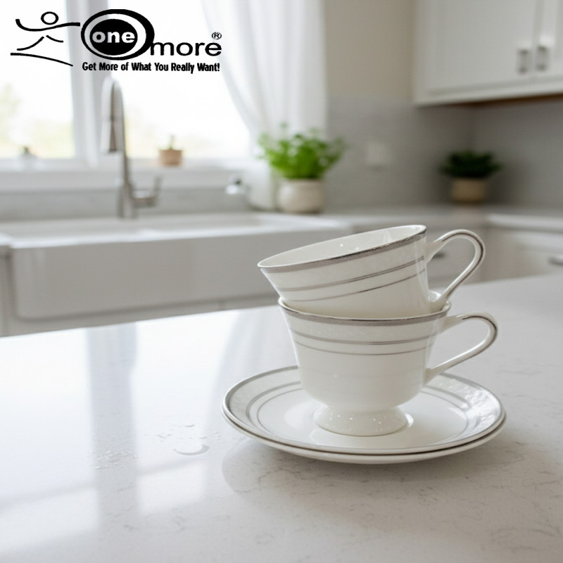 Refined Porcelain Tea Cup & Saucer Set