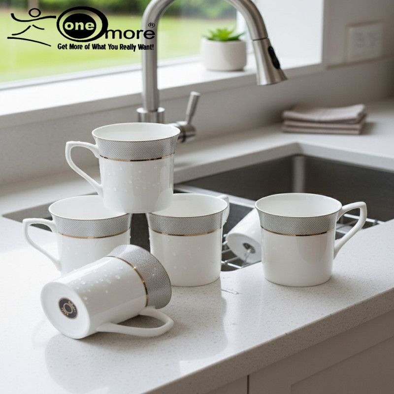 6-Piece Luxurious Super Bone China Mug Set