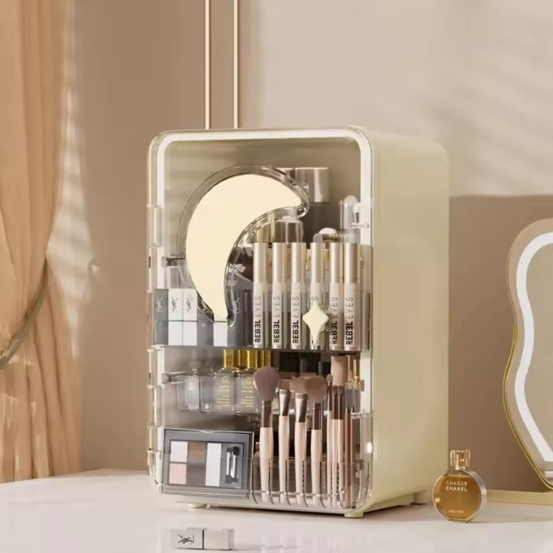 Multi Layer Cosmetic Storage Cabinet, Multifunctional Desktop Storage Rack, Display Case Makeup Box, Desktop Makeup Organizer With Lid
