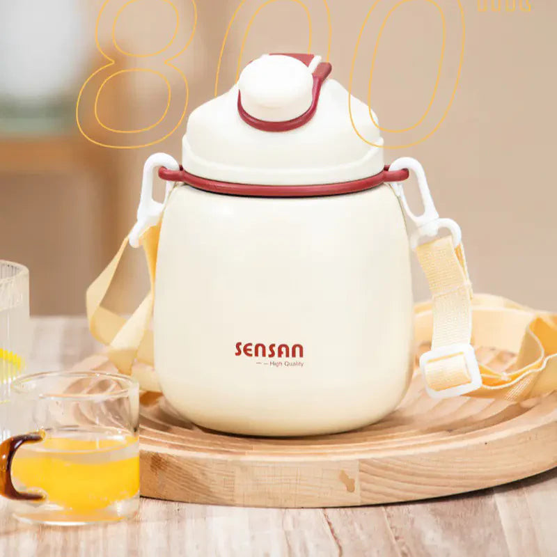 800ml Outdoor Vacuum Flask Sport Water Bottle - White