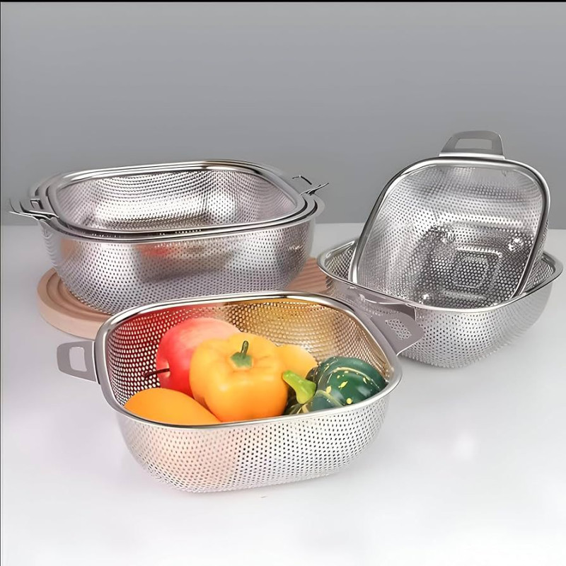 Stainless Steel Heavy Rice & Stain Colanders – Durable Kitchen Strainer