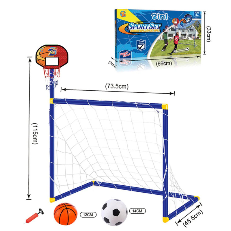 2 in 1 Children Sports Equipment Football Goal Basketball Stands for Kids Outdoor Toy