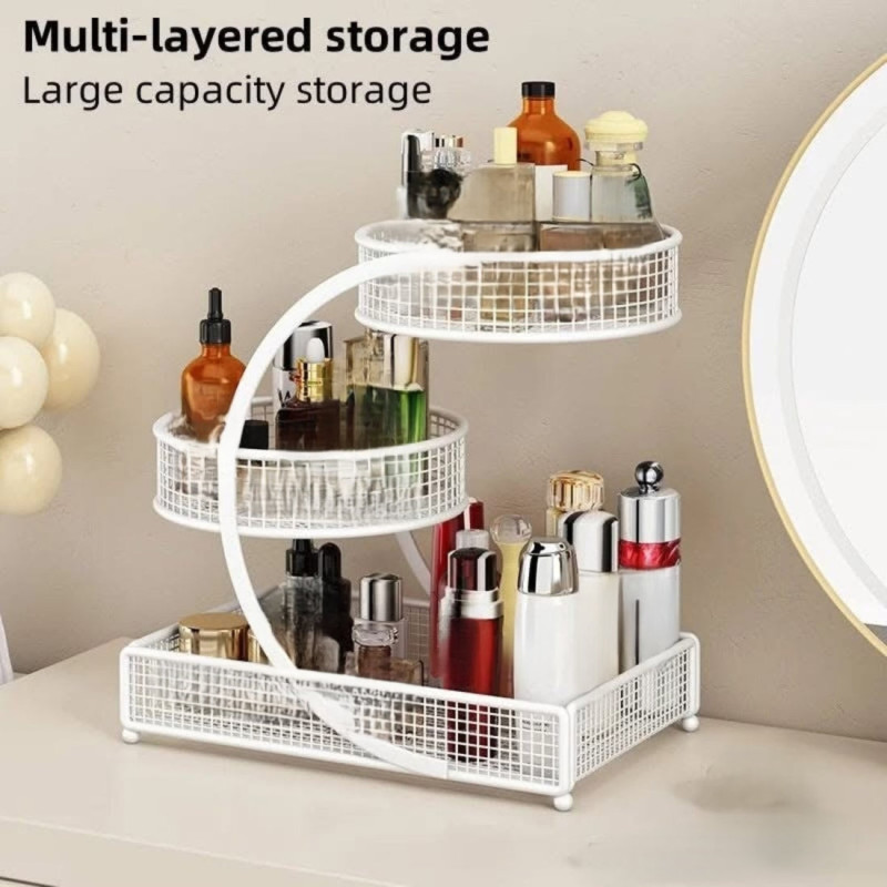 3 Layer Metal Cosmetics Makeup Organizer