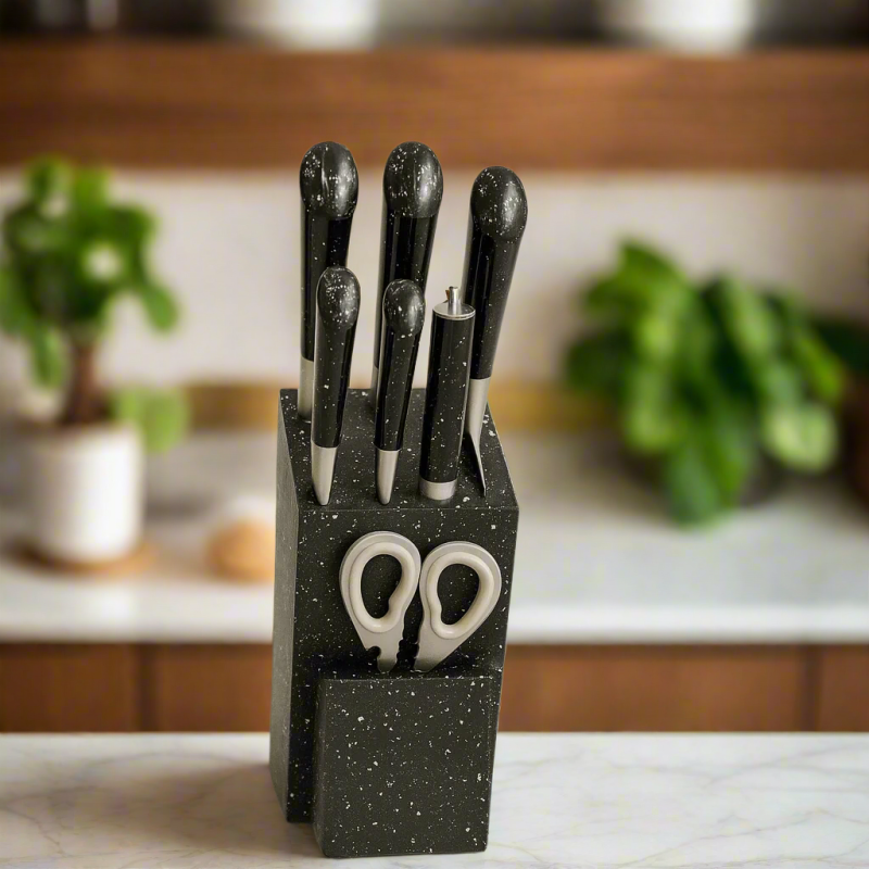 7-Piece Professional Kitchen Knife Set – Stainless Steel Blades with Storage Block