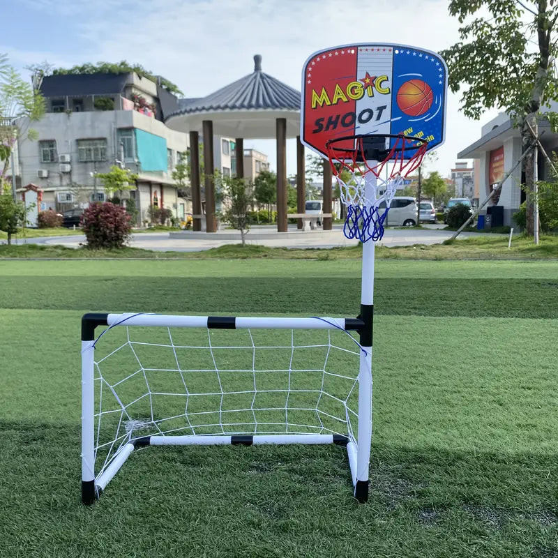 2 in 1 Children Sports Equipment Football Goal Basketball Stands for Kids Outdoor Toy