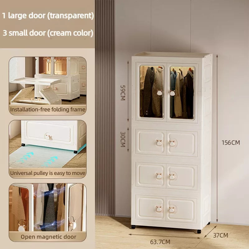 Foldable Dustproof Multi-layer Plastic Storage Cabinet