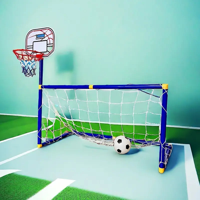 2 in 1 Children Sports Equipment Football Goal Basketball Stands for Kids Outdoor Toy