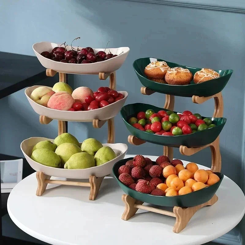 Wooden 3-Tier Snack Stand – Fruit and Dessert Display Plate