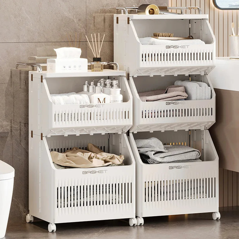 Multi-Layer Dirty Clothes Basket with Wheels – Bathroom Storage