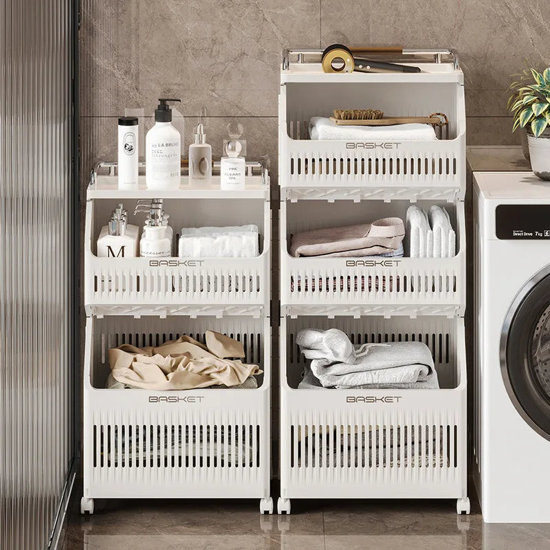 Multi-Layer Dirty Clothes Basket with Wheels – Bathroom Storage