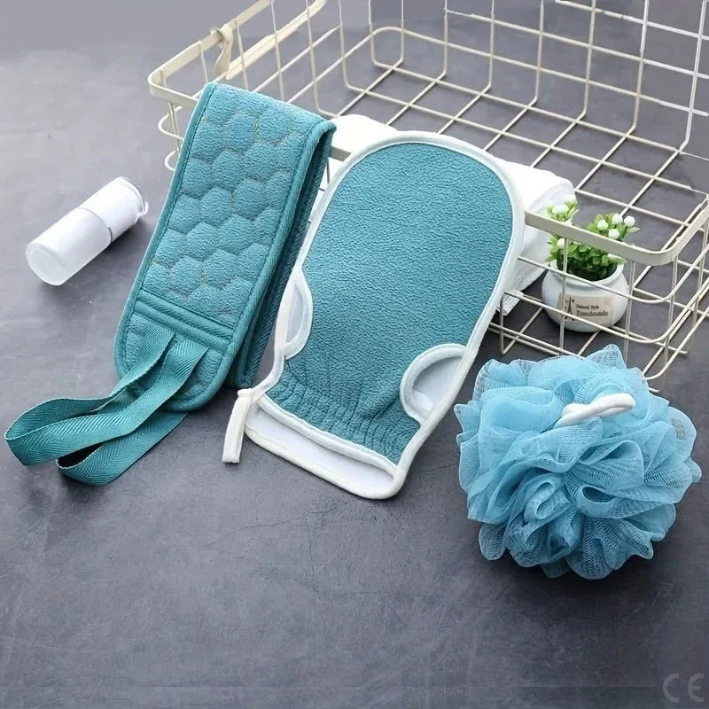 3Pcs Exfoliating Bath Set – Loofah, Glove & Back Scrubber
