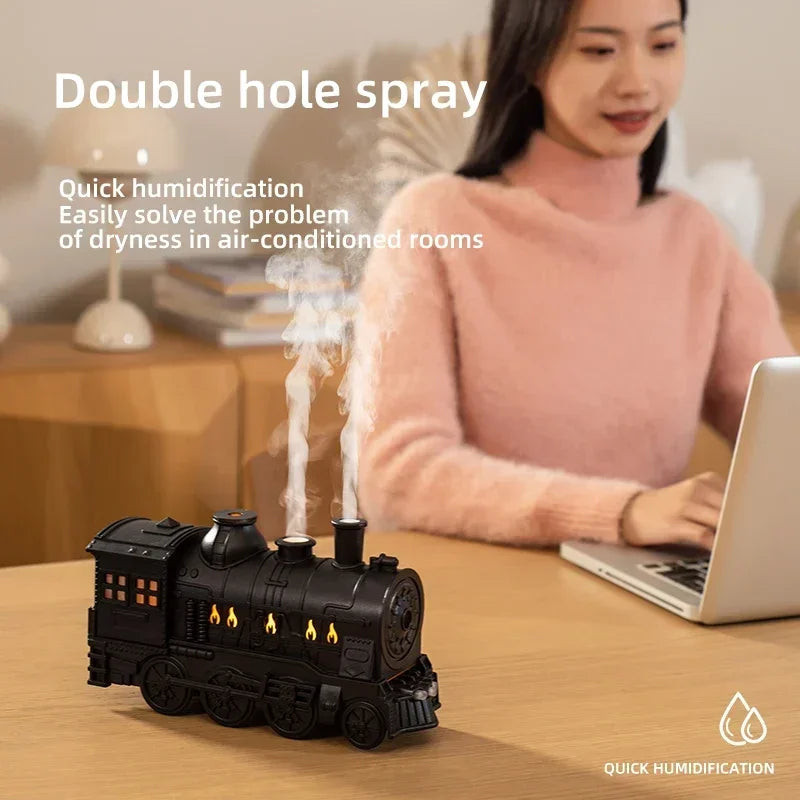 Premium Train Humidifier – Creative LED Steam Engine Aroma Diffuser