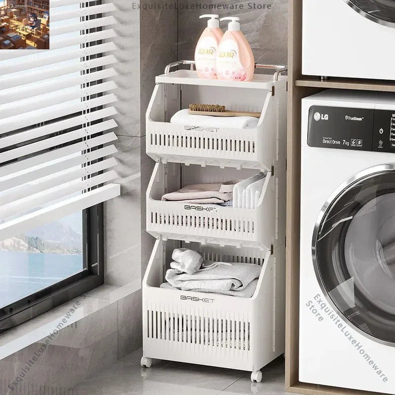 Multi-Layer Dirty Clothes Basket with Wheels – Bathroom Storage