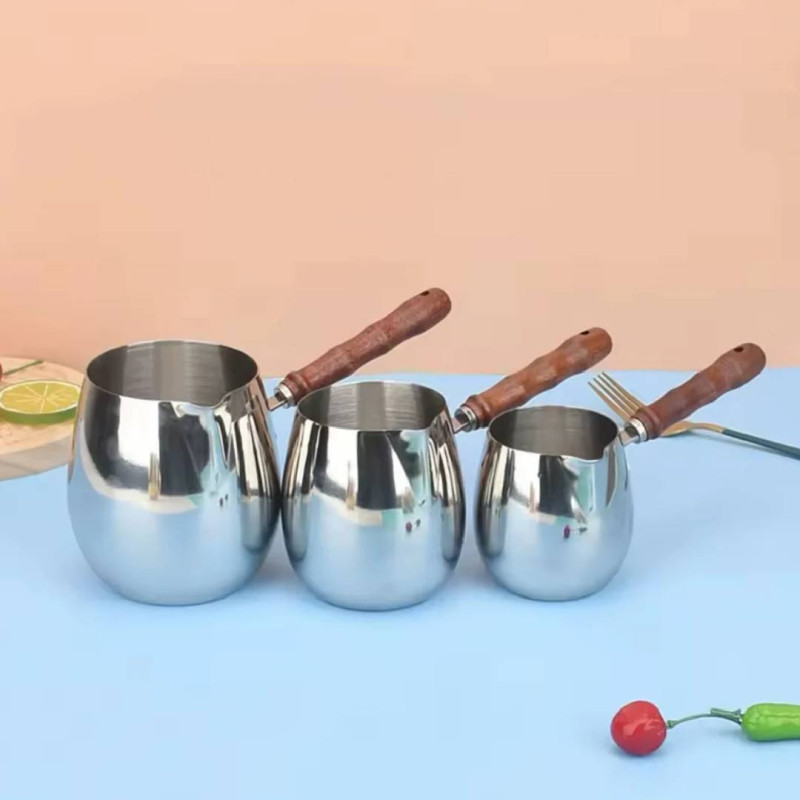 Stainless Steel Turkish Coffee Pot with Wooden Handle