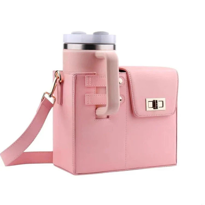 Leather Crossbody Bag With Stanley Cup Holder
