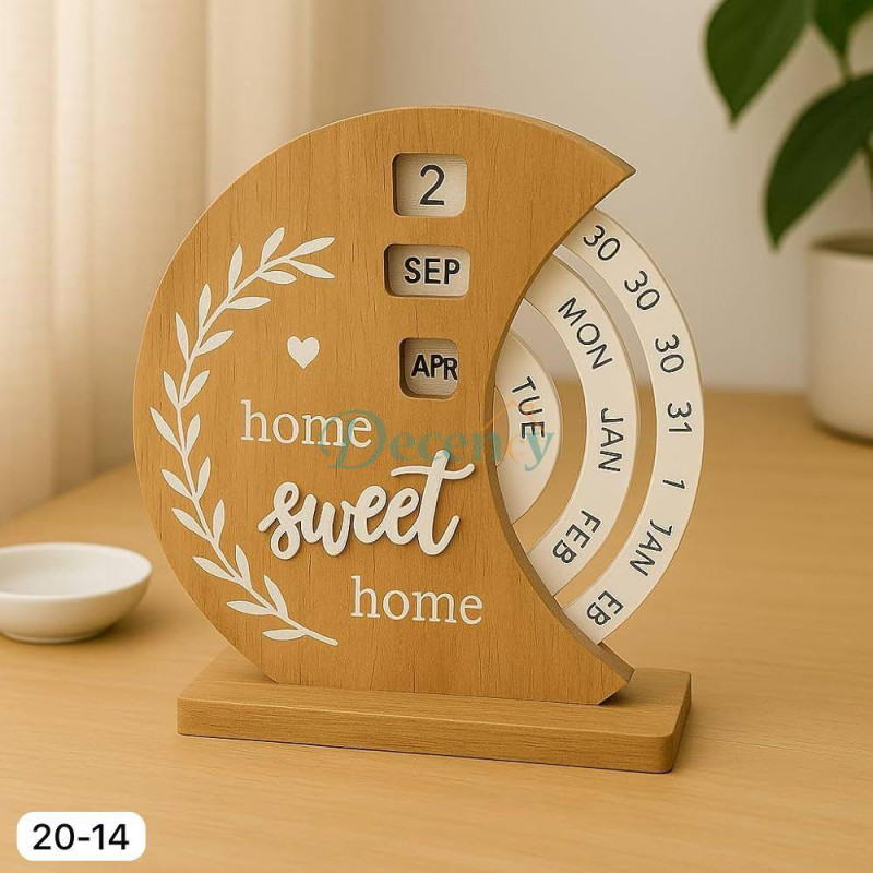 Wooden Rotation Date Calendar – Home Décor Organizer