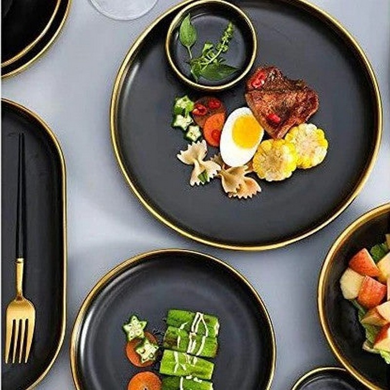 Elegant ceramic dinner set for 6