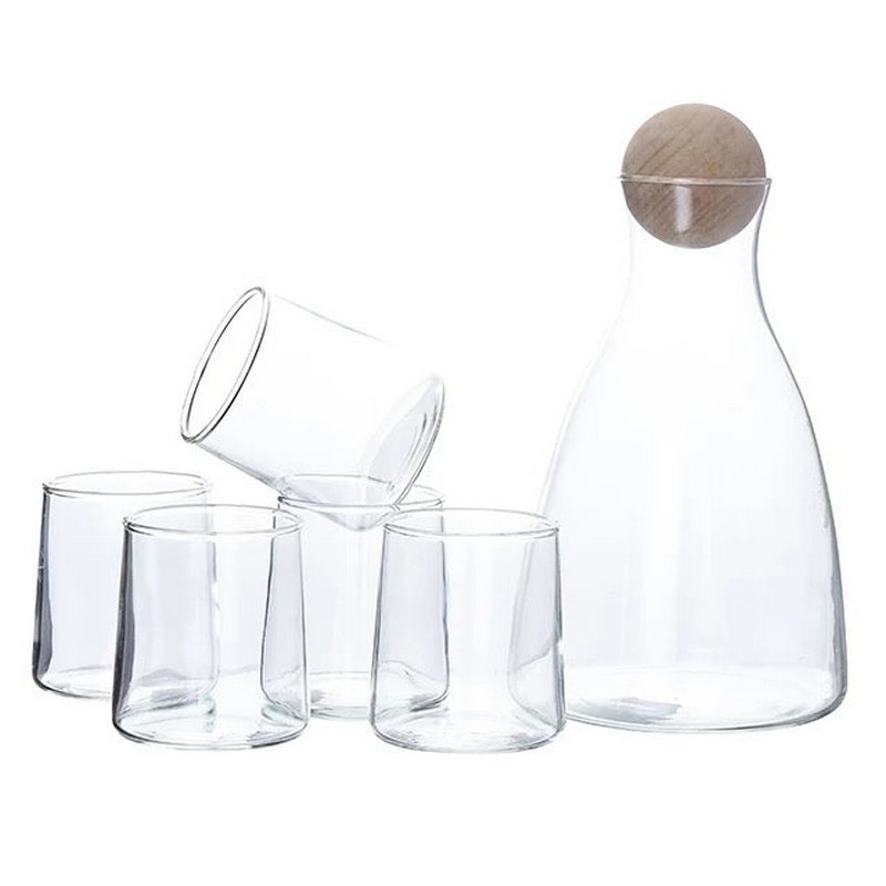 7-Pcs Nordic Classic Style Glass Set with Cork Lid Jug/Style 2