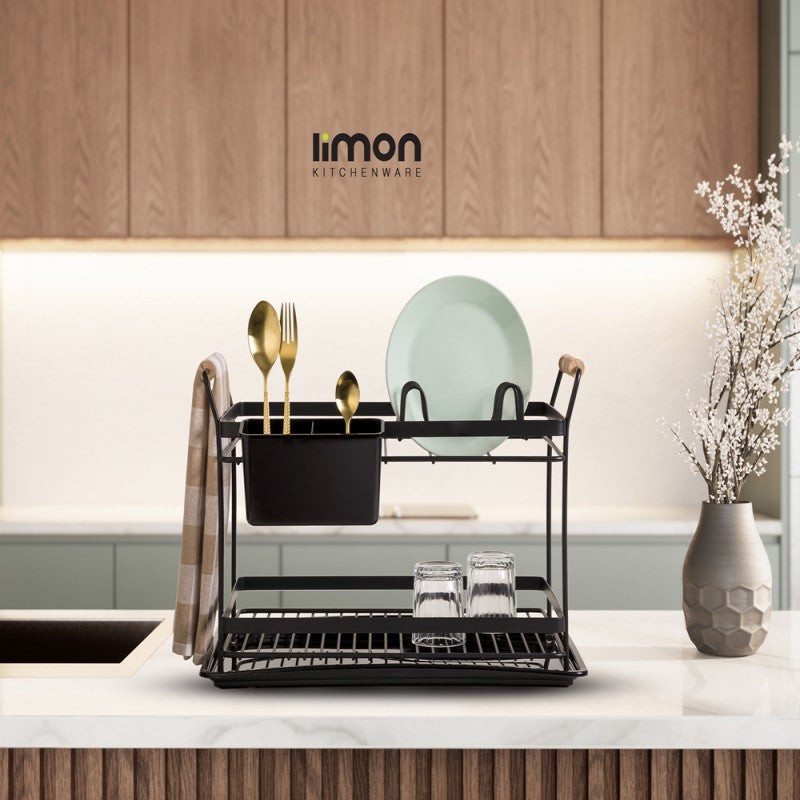 Limon Dish Rack With Wooden Handles 2 Floors