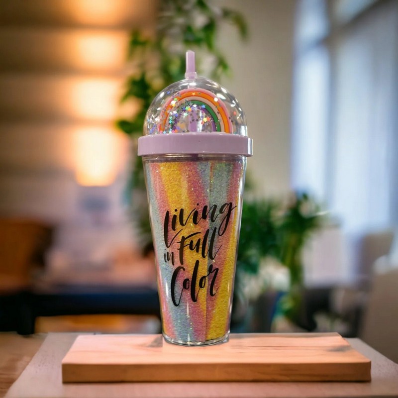 Double Layer Rainbow Straw Cup