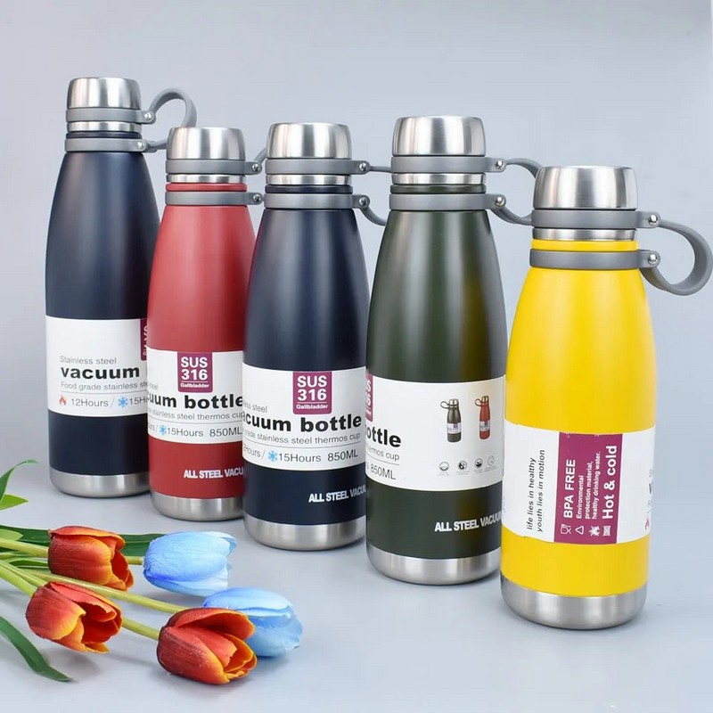 Large Capacity 650ml-1100ml Thermos Water Bottle Stainless Steel 1000ml Strap Smart Mug For Kids Strong Vacuum Flask Tea Cup