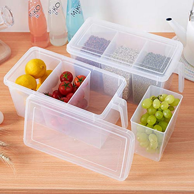 3 Partitions High Quality Kitchen Plastic Fridge Storage Lid With Handle