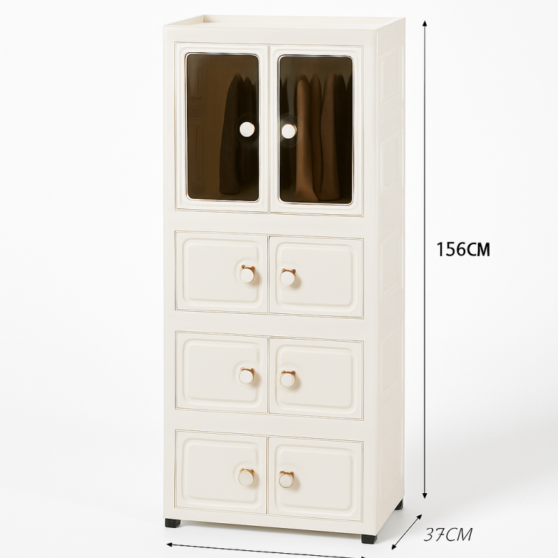 Foldable Dustproof Multi-layer Plastic Storage Cabinet