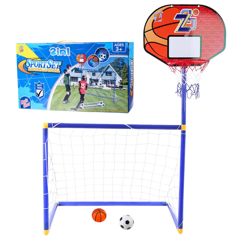 2 in 1 Children Sports Equipment Football Goal Basketball Stands for Kids Outdoor Toy