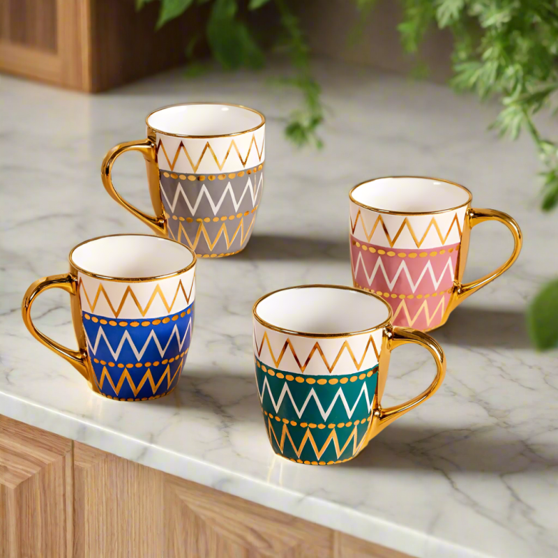 Gold Handle Luxury Ceramic Mug 400ML – Large Coffee and Tea Cup