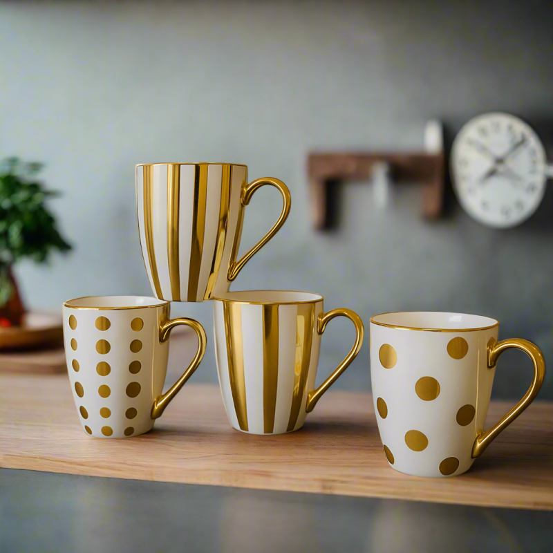 Elegant Gold Ceramic Mug – 400ML Luxor Coffee and Tea Cup