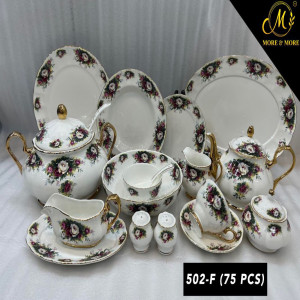ROYAL ALBERT Dinner Set – Elegant 75 Pcs Full Crockery for 8 Persons | Premium Ceramic Tableware & Serveware Collection