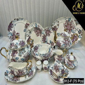 ROYAL ALBERT Dinner Set – Elegant 75 Pcs Full Crockery for 8 Persons | Premium Ceramic Tableware & Serveware Collection