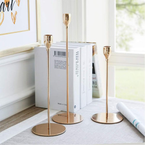 Set of 3 Gold Candlestick Stand