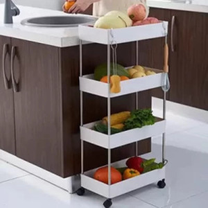 Slim White Four Layer Trolley