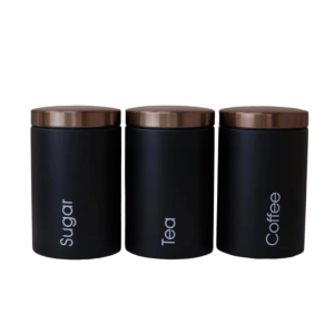 Metallic Canister Set With Rose Gold Lid – Elegant Storage Solution | Adornia.pk