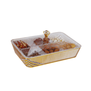 Acrylic Dry Fruit Tray with Lid – Elegant Rectangular Snack Box